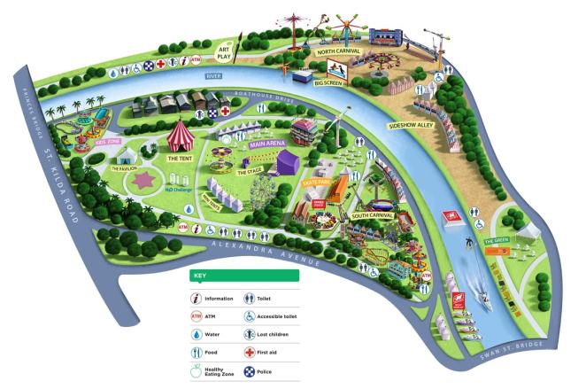 Melbourne Moomba Festival map